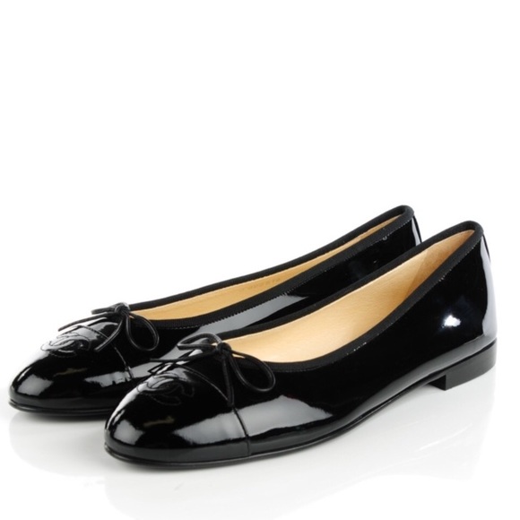 CHANEL Shoes - Chanel Black Patent Leather Ballet Flats Sz 37.5